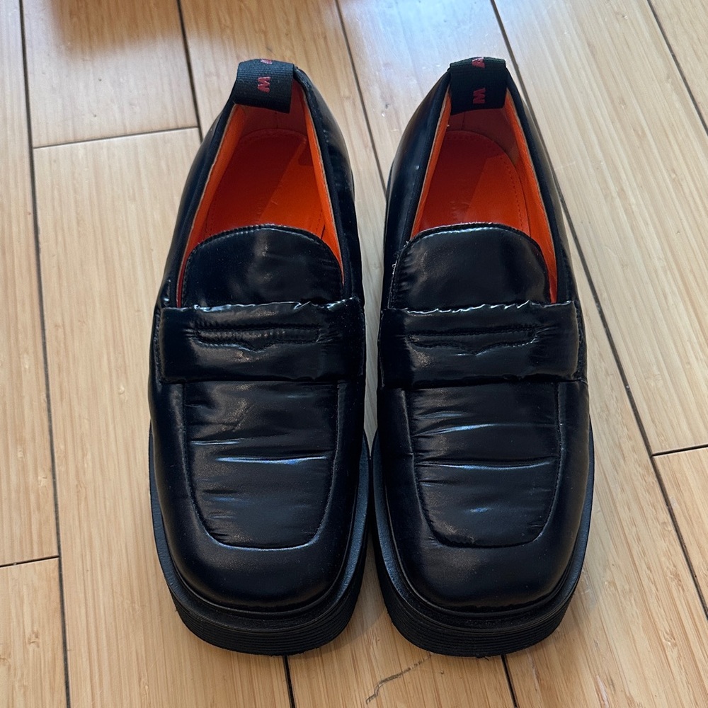 Marni Black and Orange Leather Loafers